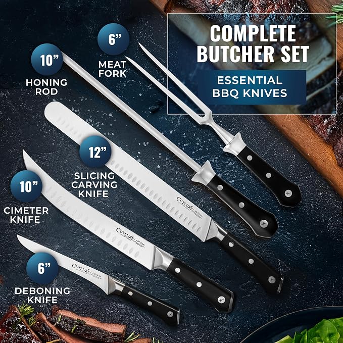 Cutluxe 5-Piece Butcher Knife Set – Slicing Carving Knife Set - Image 2