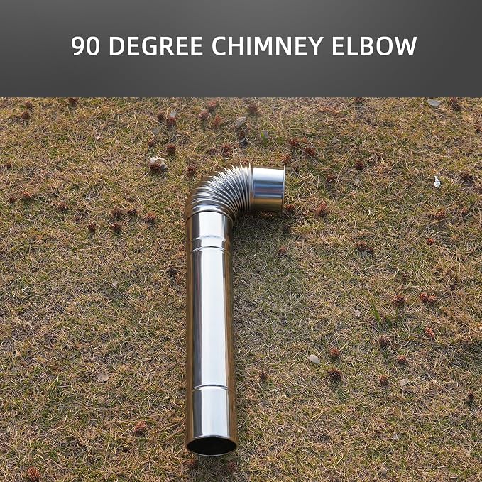 Elbow Pipe 2 PCS 90-Degree Chimney Thickened 304 Stainless Steel Flue Diameter - Image 5