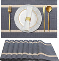 Vinyl Placemats Set of 8, PVC Woven Washable Non-Slip Table Mats, Heat by Gloserin