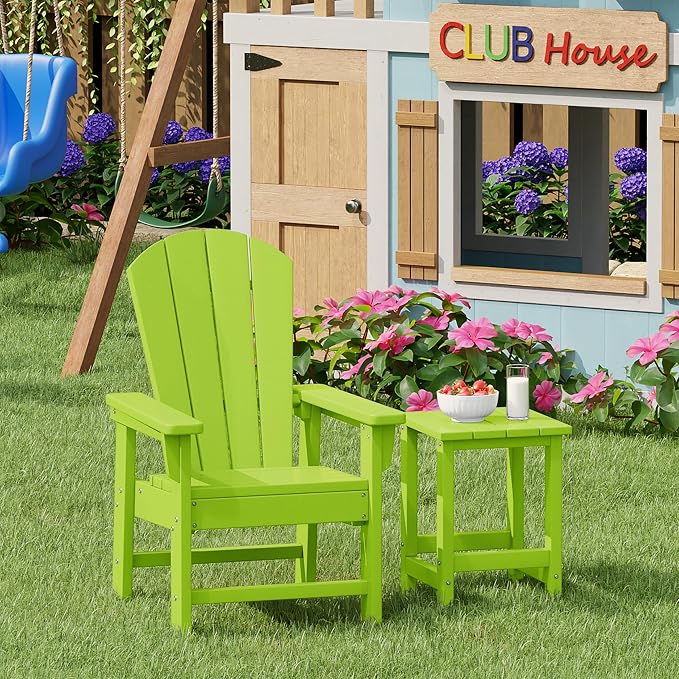 Costaelm Kids Outdoor Side Table, Small Patio HDPE Adirondack Square Table - Image 3
