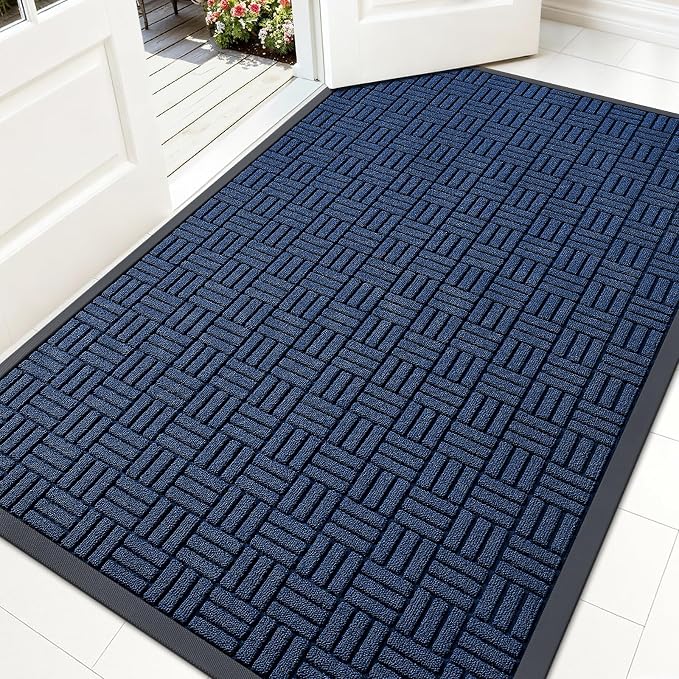OLANLY Front Door Mat Outside Entrance 59x34, Heavy Duty Sturdy Natural Rubber by OLANLY