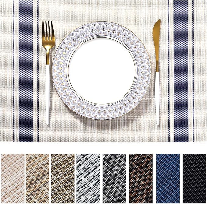 LEXMORE Placemats Set of 6 Vinyl/Plastic Woven Place Mats by lexmore