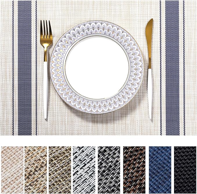 LEXMORE Placemats Set of 8 Vinyl/Plastic Woven Place Mats by lexmore
