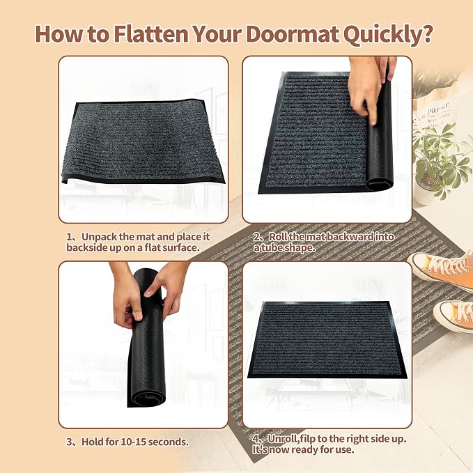 Front Door Mat Outdoor, Non-Slip and Heavy Duty Welcome Mat, Low Profile Easy - Image 3