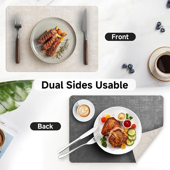 Faux Leather Vinyl Placemats Set of 4 Wipeable Heat Resistant Place Mats 100% - Image 6