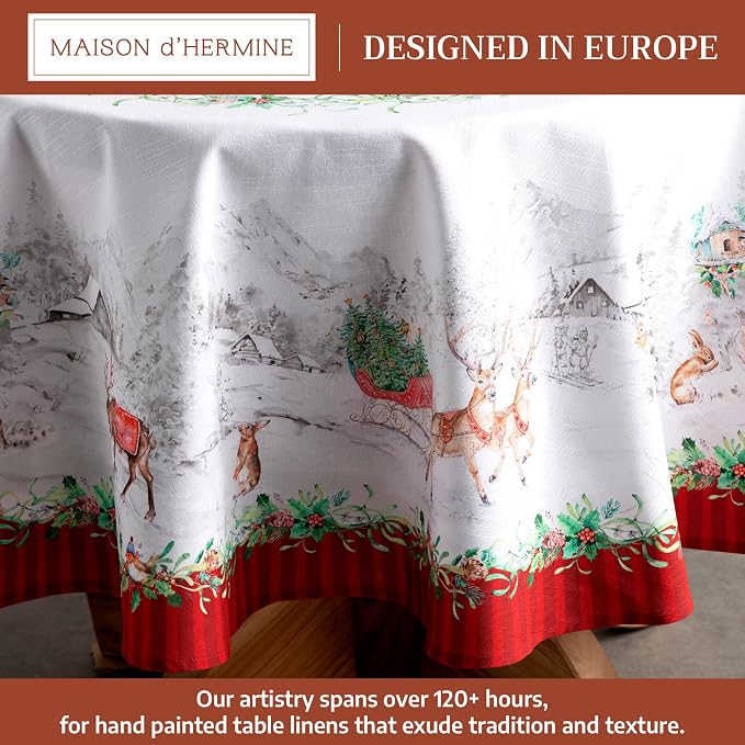 Maison d' Hermine Table Cloth Round Table 100% Cotton 69 Inches Fall Tablecloth - Image 2