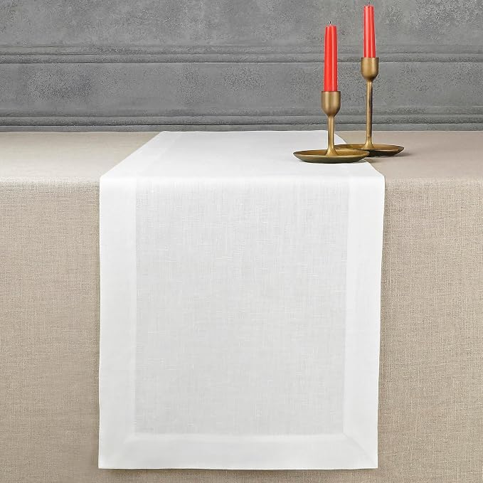D'Moksha Homes Linen White Table Runner 72 Inches Long by DMokshaHomes