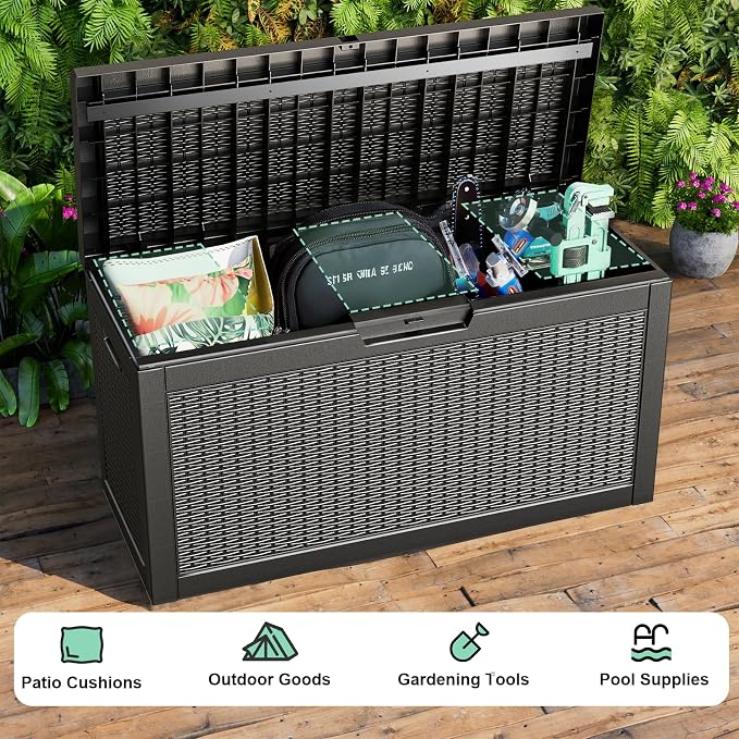 60 Gallon Deck Box, Resin Outdoor Storage Box - Image 4