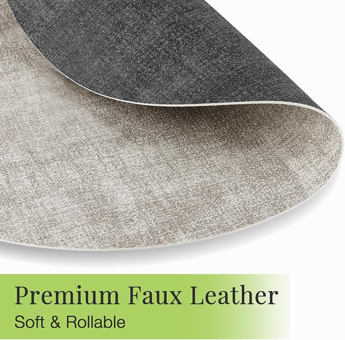 13-Inch Faux Leather Round Placemats Set of 6, Waterproof Anti-Slip Dual Sided - Image 4