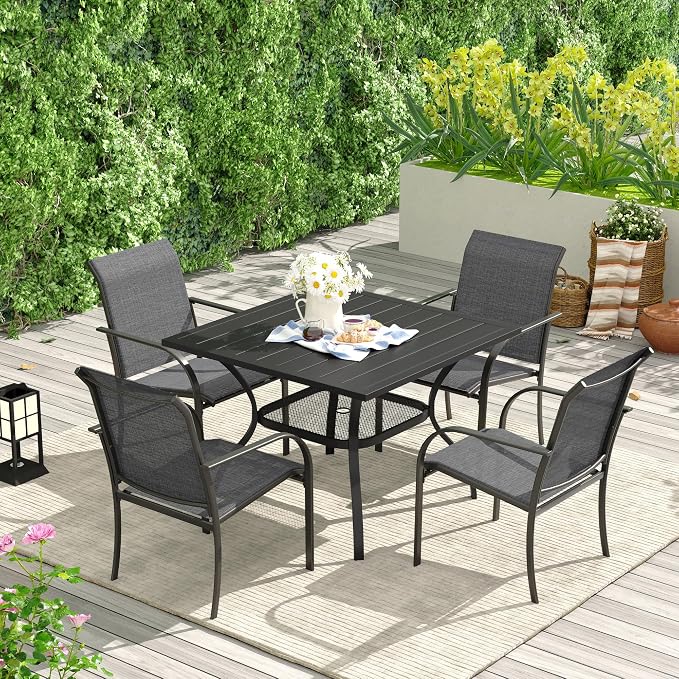 VICLLAX Patio Dining Table for 4 Square Metal Outdoor Table - Image 2