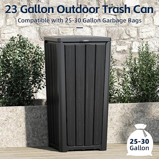 23 Gallon Outdoor Trash Can Waterproof Resin Garbage Can - Image 2