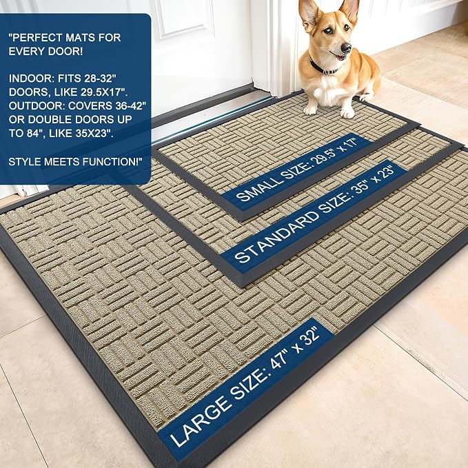 OLANLY Front Door Mat Outside Entrance 59x34, Heavy Duty Sturdy Natural Rubber - Image 2