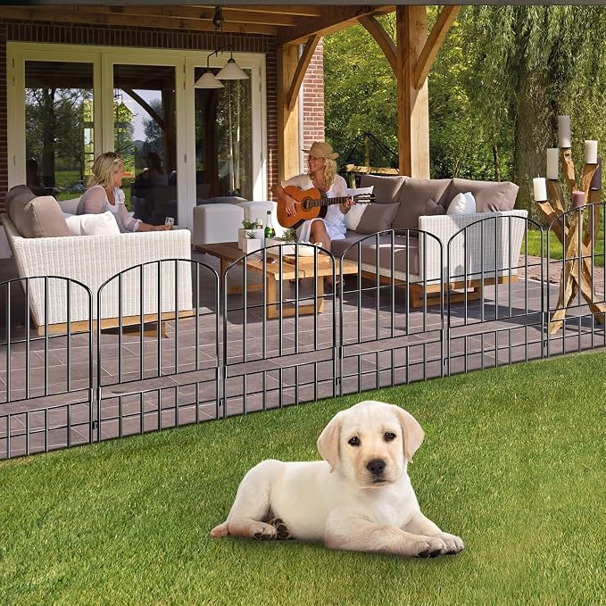 Adavin Animal Barrier Garden Fence, 10 Pack Black 12''L x 25" H no dig Fence - Image 4