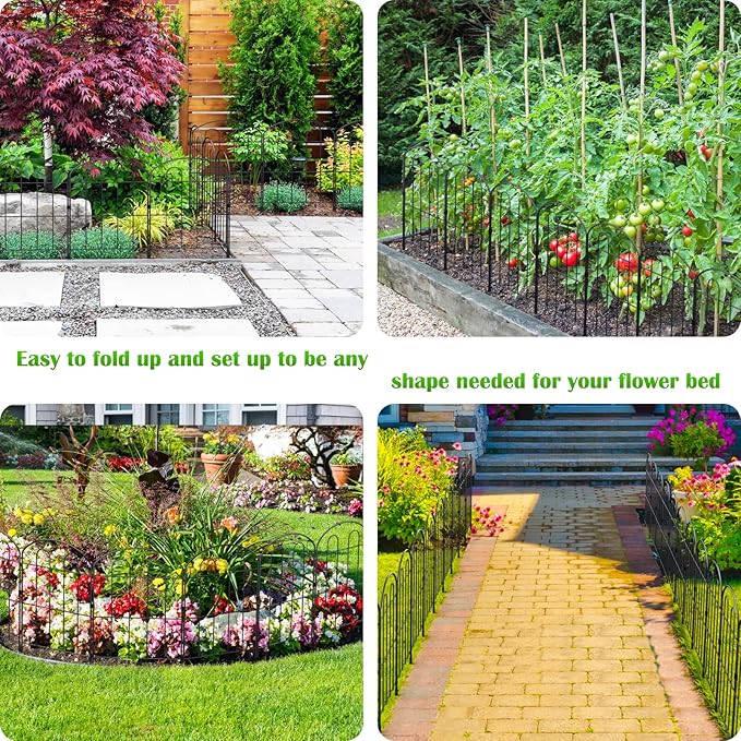 Decorative Garden Fence Outdoor 24in x 10ft Coated Metal RustProof Landscape - Image 6