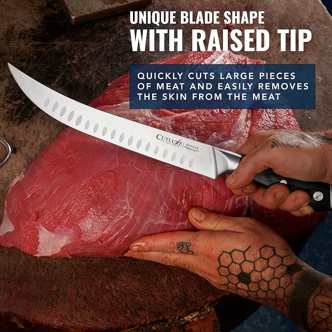 Cutluxe Butcher Knife – 10″ Cimeter Breaking Knife, Razor Sharp Forged High - Image 6