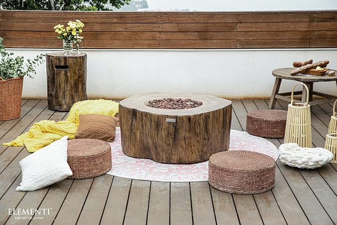 Elementi | Manchester Gas Fire Pit Cast Concrete Semi-Round Fire Table - Image 5
