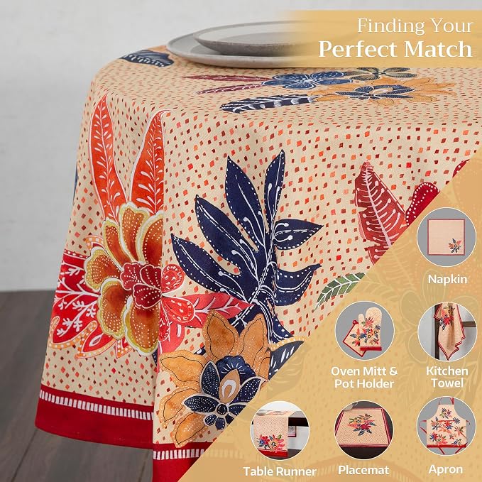 Maison d' Hermine Table Cloth Round Table 100% Cotton 63 Inches Fall Tablecloth - Image 5
