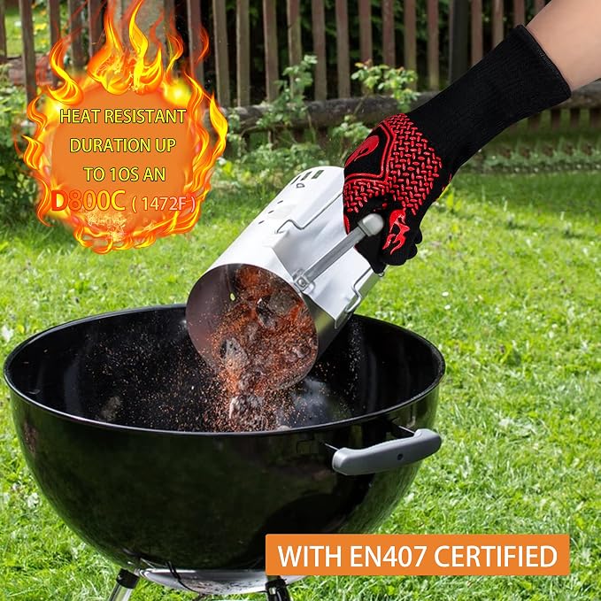 BBQ Fireproof Gloves, Grill Cut-Resistant 1472°F Heat Resistant Gloves - Image 4