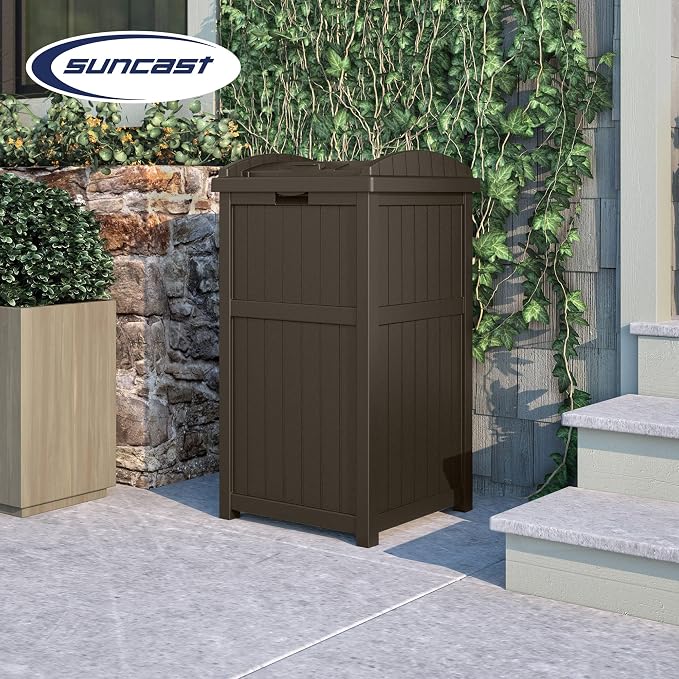 Suncast 5 Pack 33 Gallon Durable Plastic Hideaway Outdoor Garbage Can - Image 5