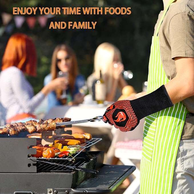 BBQ Fireproof Gloves, Grill Cut-Resistant Gloves 1472°F Heat Resistant Gloves - Image 6