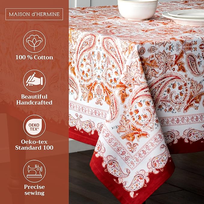 Maison d' Hermine Table Cloth Square Table 100% Cotton 54 x 54 Inches Fall - Image 2
