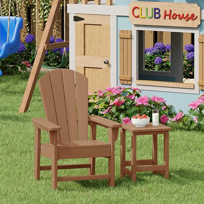 Costaelm Kids Outdoor Side Table, Small Patio HDPE Adirondack Square Table - Image 3