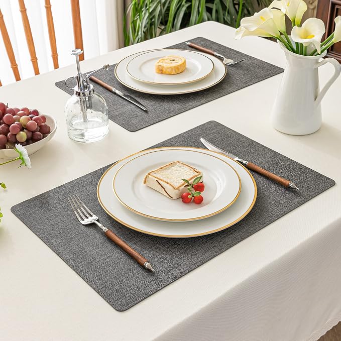 Romanstile Reversible Vinyl Placemats Set of 4, Faux Leather 100% Waterproof - Image 6