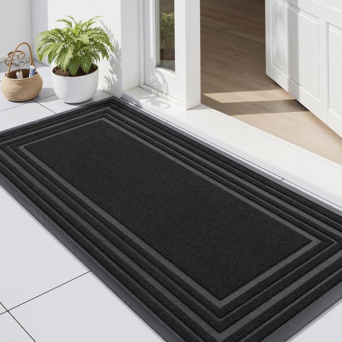 Buganda Front Door Mat Indoor Outdoor Entrance, Non-Slip Natural Rubber Doormats by Buganda