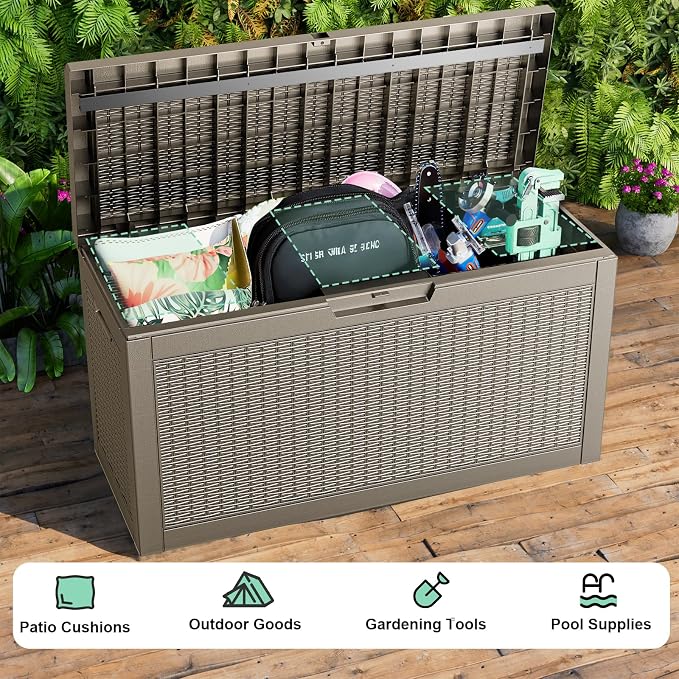60 Gallon Deck Box, Resin Outdoor Storage Box - Image 4