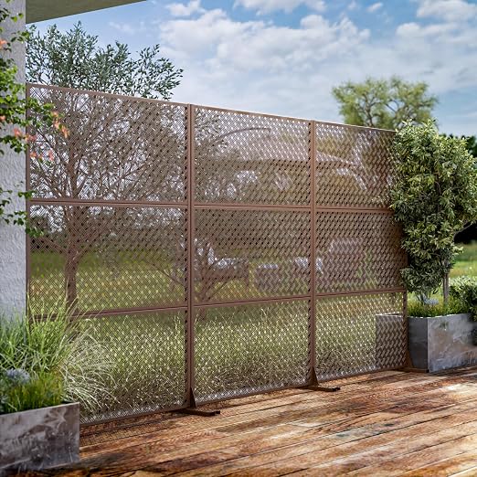 Casaphoria 72" H x 47" W Metal Outdoor Privacy Screen, Freestanding Decorative - Image 3