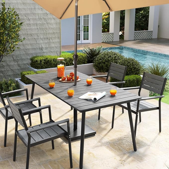 70" Patio Outdoor Dining Table for 6, Weather-Resistant Aluminum Frame - Image 8