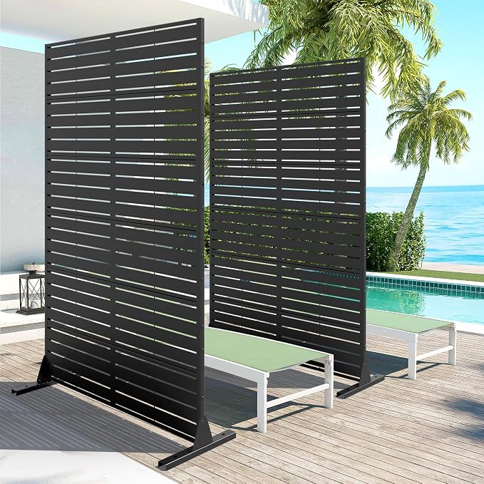 Casaphoria Metal Privacy Screen Outdoor, Louvered Black - Image 9