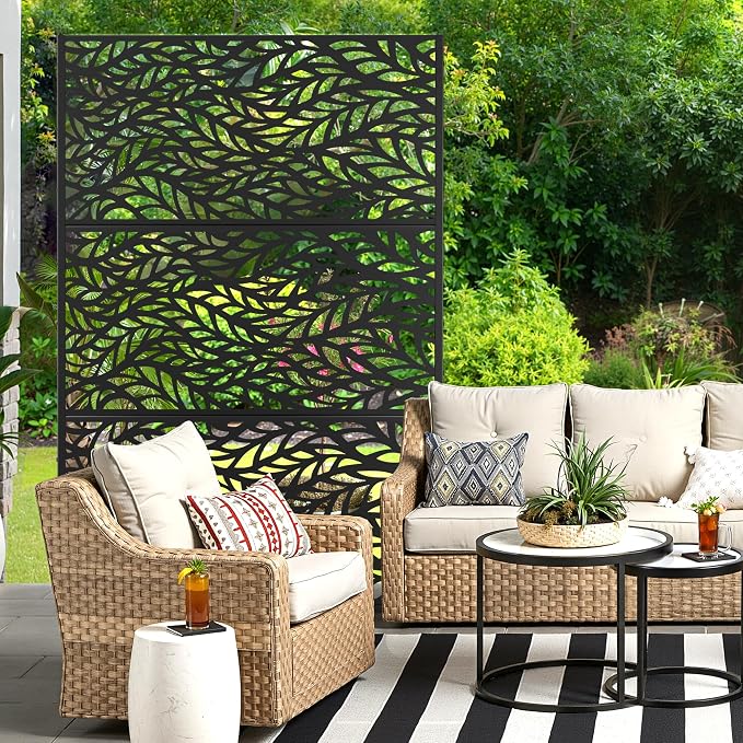 Metal Privacy Screen for Outdoor & Indoor Use, Free Standing Privacy Screen for - Image 7