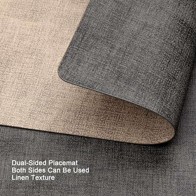 Myir JUN Placemats Dual Sided, Faux Leather Place Mats Set of 6 Indoor Placemat - Image 4