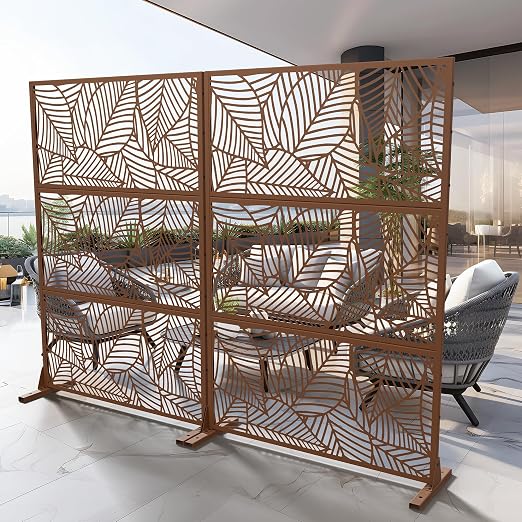 Casaphoria 72" H x 47" W Metal Outdoor Privacy Screen, Freestanding Decorative - Image 3