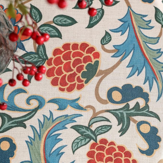 patdrea Designer Linen Round Table Cloth, Durable Breathable Floral Dacorative - Image 3