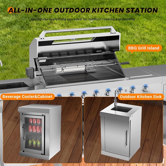 CT Copper Tailor 6-Burner Outdoor Kitchen BBQ Grill Island 99, 000 BTUs - Image 5