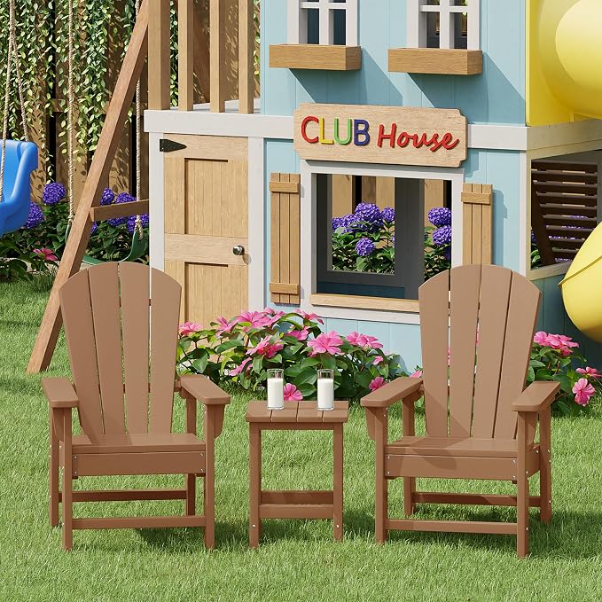 Costaelm Kids Outdoor Side Table, Small Patio HDPE Adirondack Square Table - Image 4