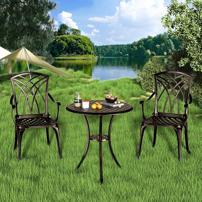 Patio Bistro Set 3 Piece, Cast Aluminum Bistro Set - Image 8