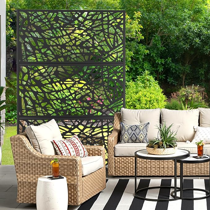 Metal Privacy Screen for Outdoor & Indoor Use, Free Standing Privacy Screen for - Image 7