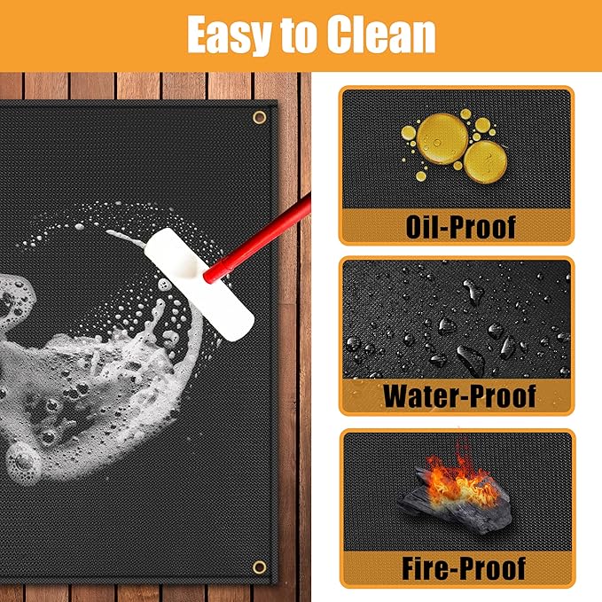 Grill Floor Mat, 60 x 48 in Fiberglass with Silicone Coating