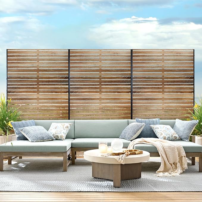 Metal Privacy Screen Outdoor 72" H×47" W, Freestanding Decorative Privacy Screen - Image 4