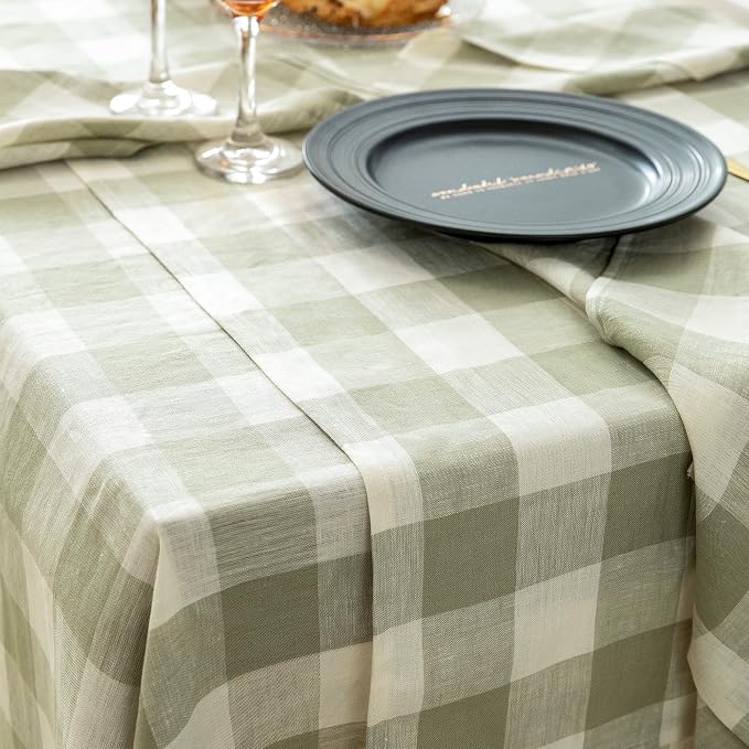 EVERLY 100% Yarn-Dyed Linen Rectangle Tablecloths 60x120Inches - Image 9