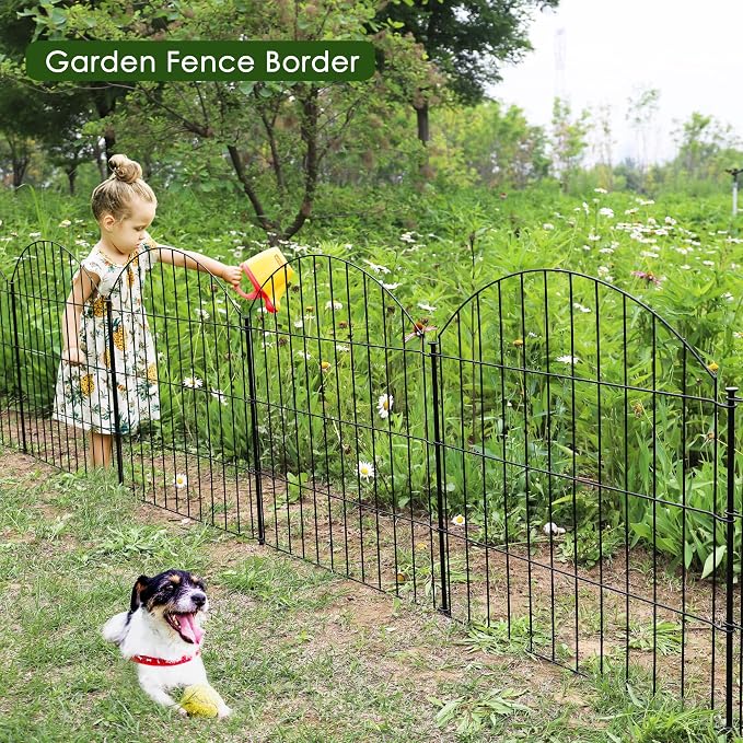 Metal Garden Fence 28in x 18.7ft, 8 Panels + 9 Stakes Dog Fence Border Fence - Image 6