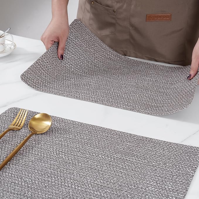 POLYTE Indoor/Outdoor Washable Woven Vinyl Table Dining Placemats - Image 5