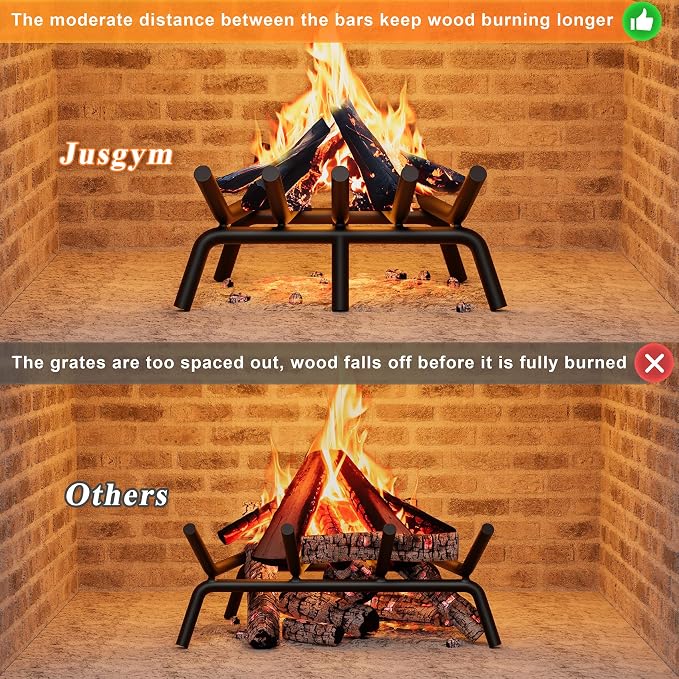 Fireplace Grate 17 Inch with 6 Support Legs, Round Solid Steel Heavy Duty - Image 3
