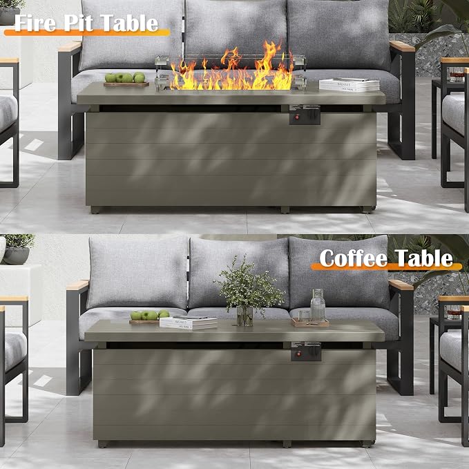 Sundale Outdoor 51 Inch Outdoor Fire Pit Table, 000BTU Rectangle Propane Fire - Image 8