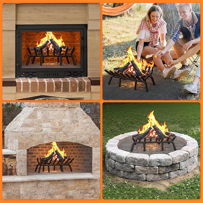 Fireplace Grate 24 Inch with 8 Support Legs, Round Solid Steel Heavy Duty - Image 9