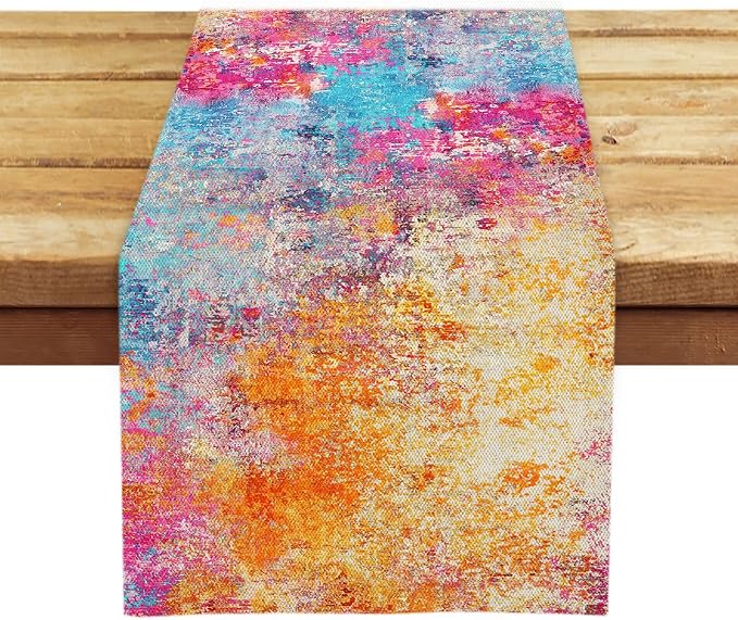 OYIMUA Modern Abstract Colorful Table Runner 13 x 72 Inches Summer Runners by OYIMUA