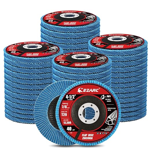 EZARC Flap Discs 40 Grit, 4 1/2 x 7/8-Inch Flap Sanding Disc, Type 29 Zirconia by EZARCTools